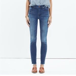 Madewell High Rise Skinny Raw Hem Blue Jeans Sz 28 light wash